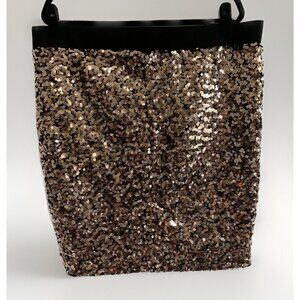 Torrid Womens 2X Black Gold All Over Sequin Mini Skirt Glam Clubwear Party Disco